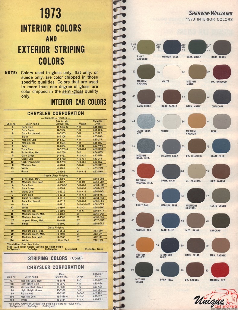 1973 Chrysler Paint Charts Williams 5
